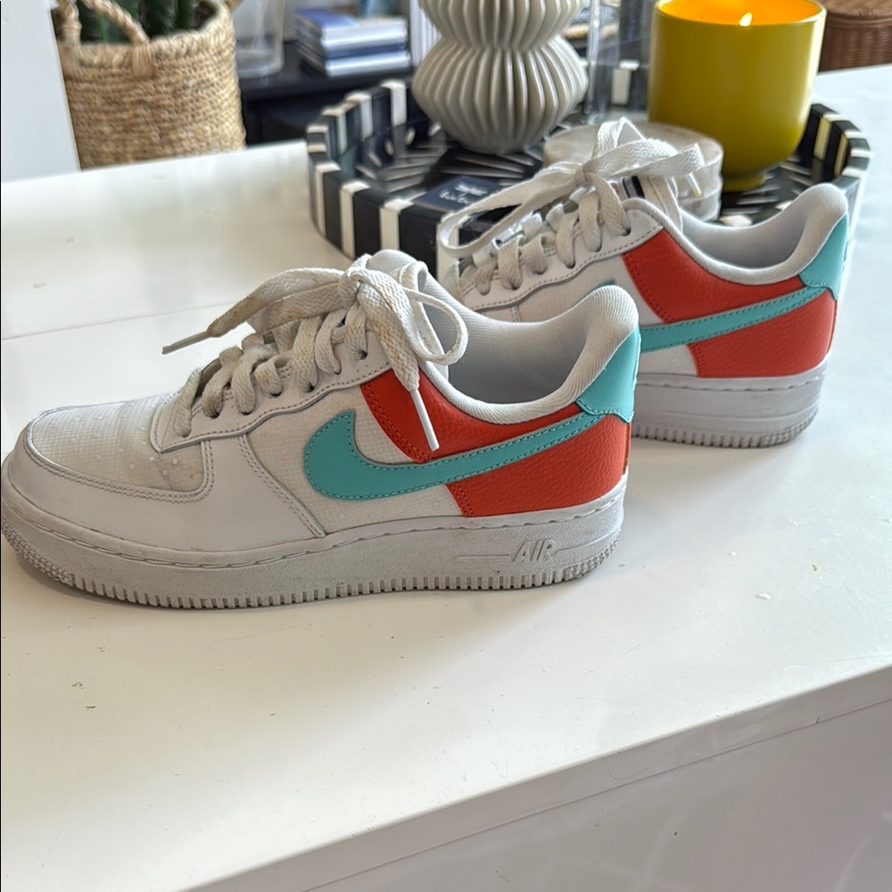 Nike Air Force 1 | Sneakers in White, Orange, and Teal